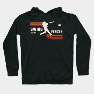Swing For The Fences Retro Baseball Fun Hoodie
